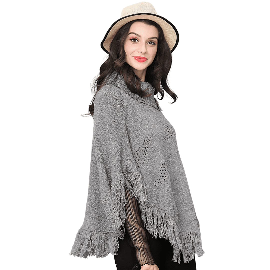 poncho court en laine