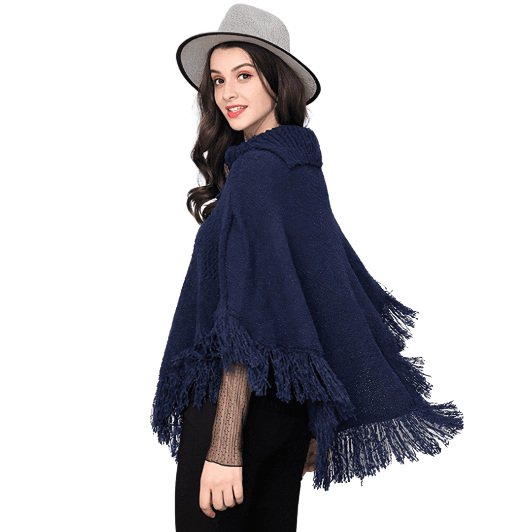 poncho court femme laine