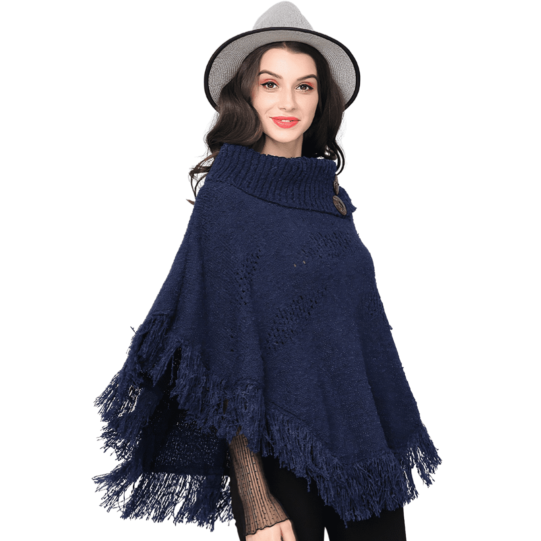 poncho court laine femme