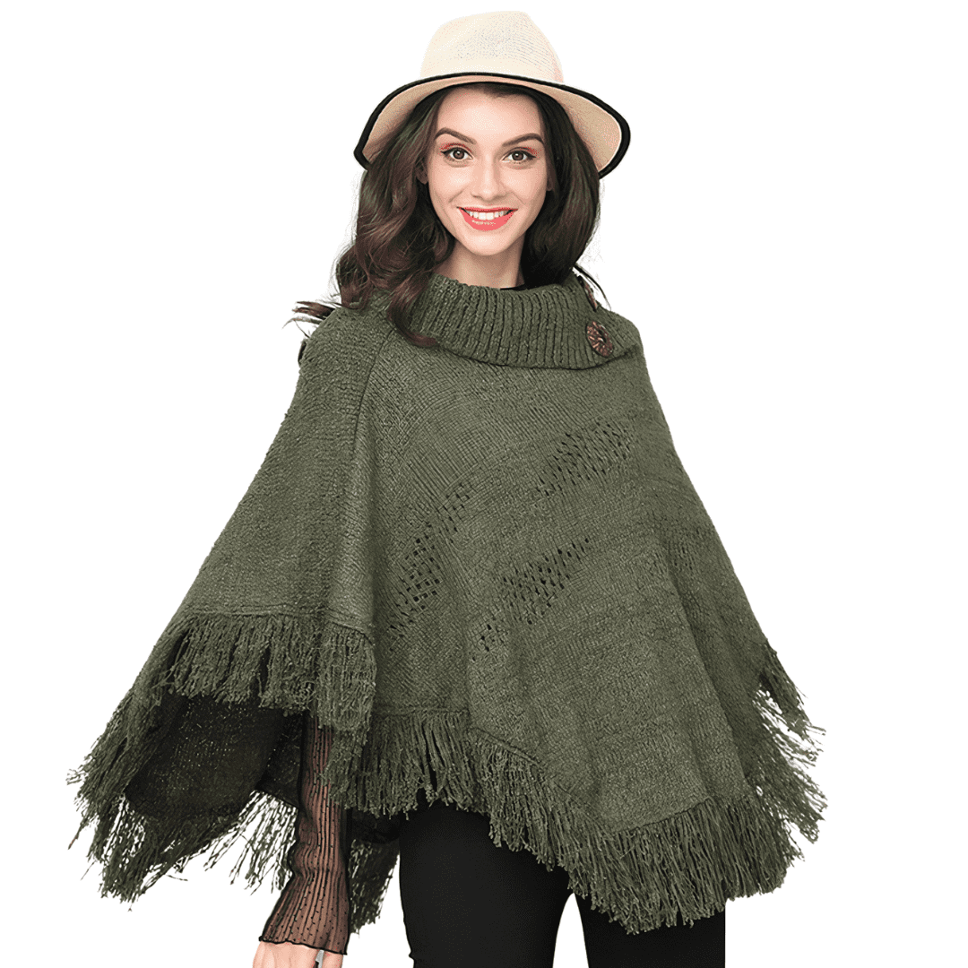 poncho court vert femme