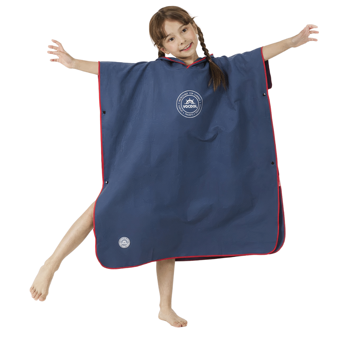 poncho de plage enfant bleu marine