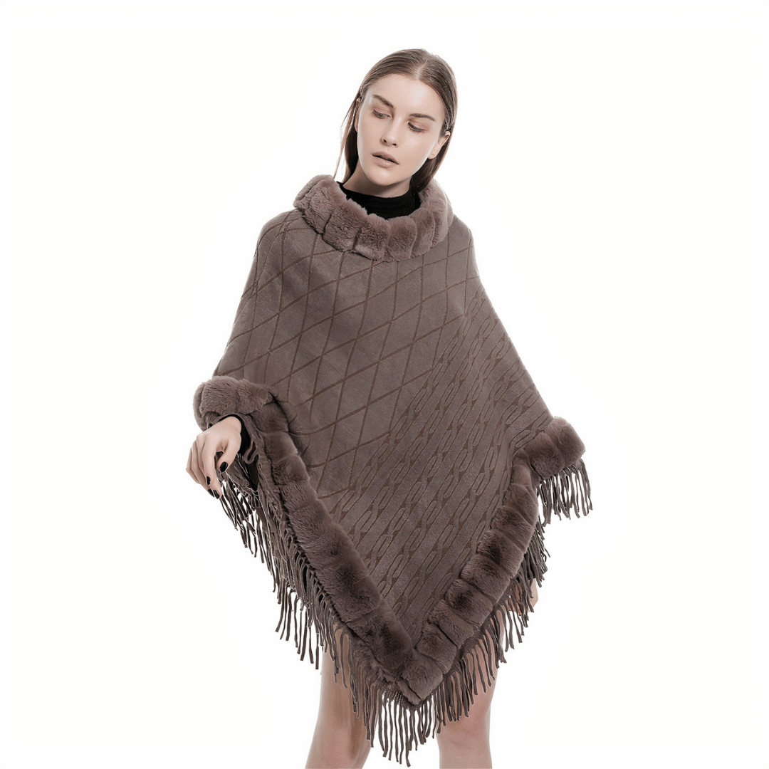 poncho fausse fourrure