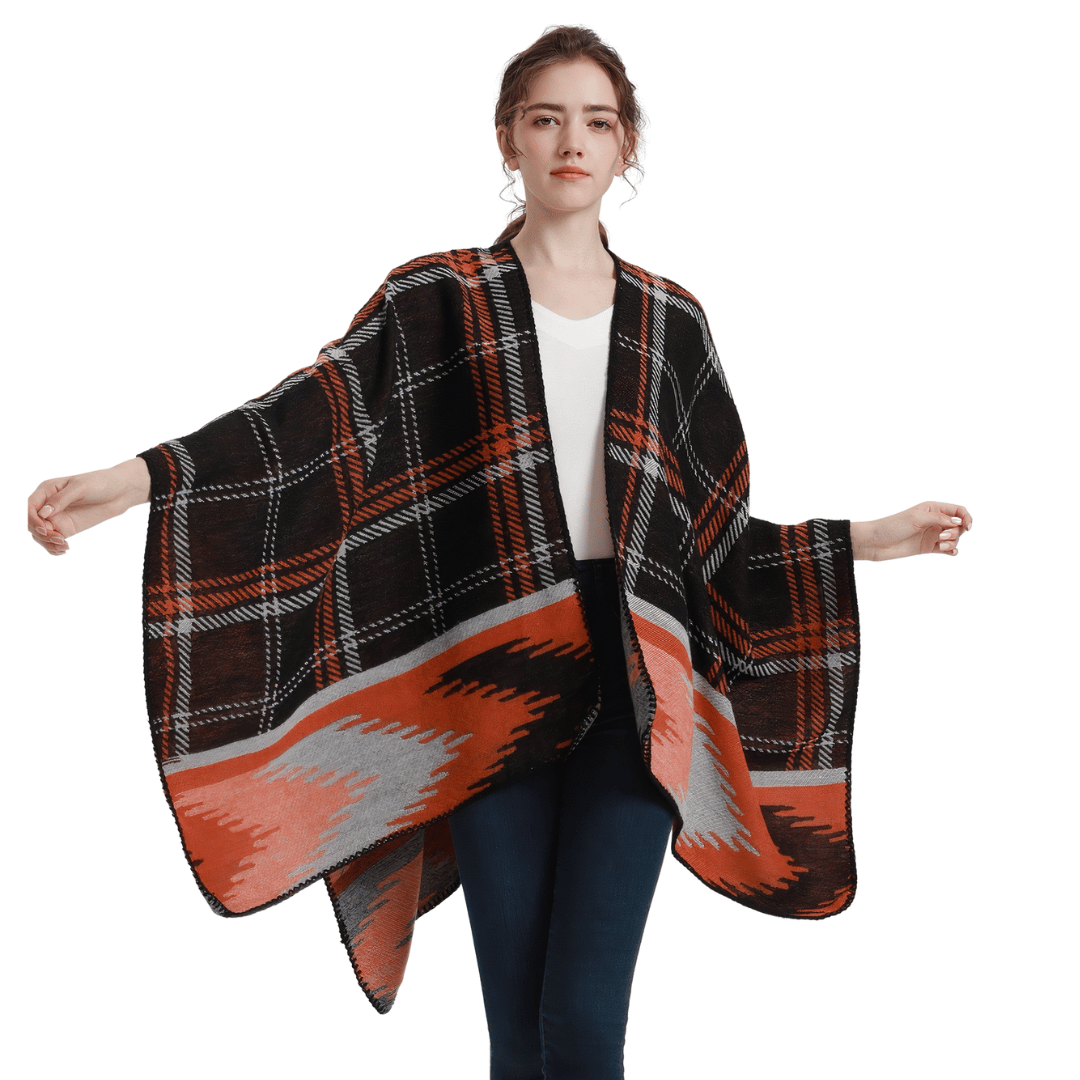 poncho femme a carreaux