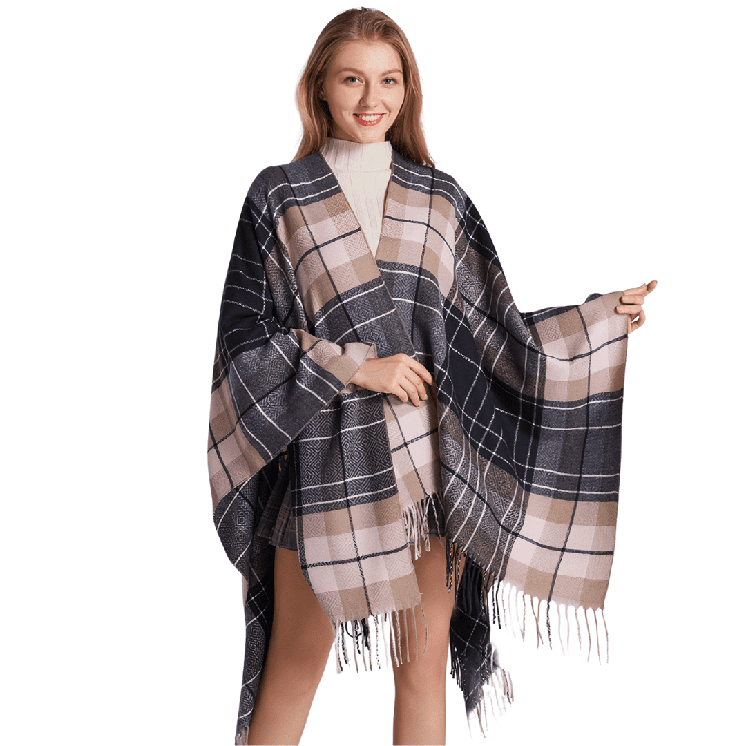 poncho femme a carreaux