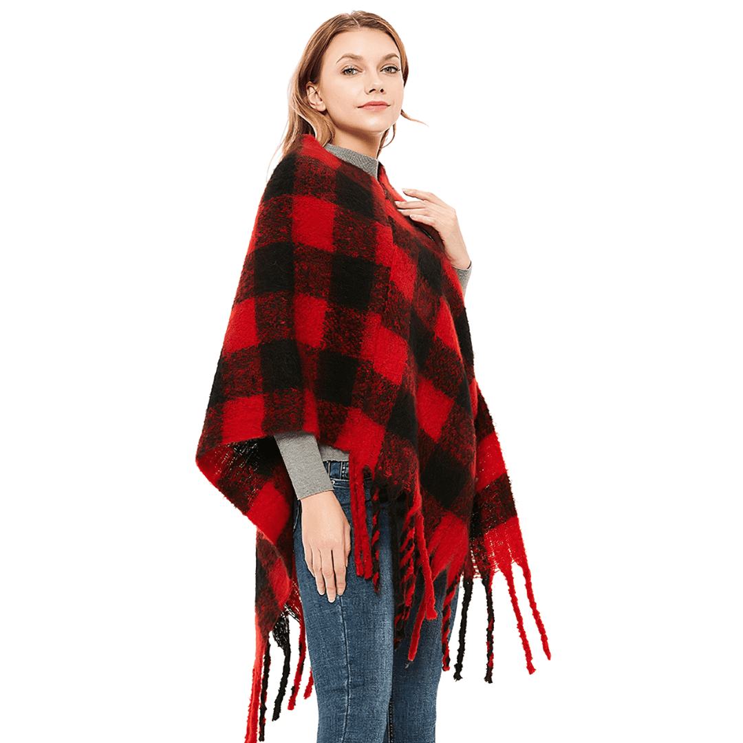 poncho femme a carreaux