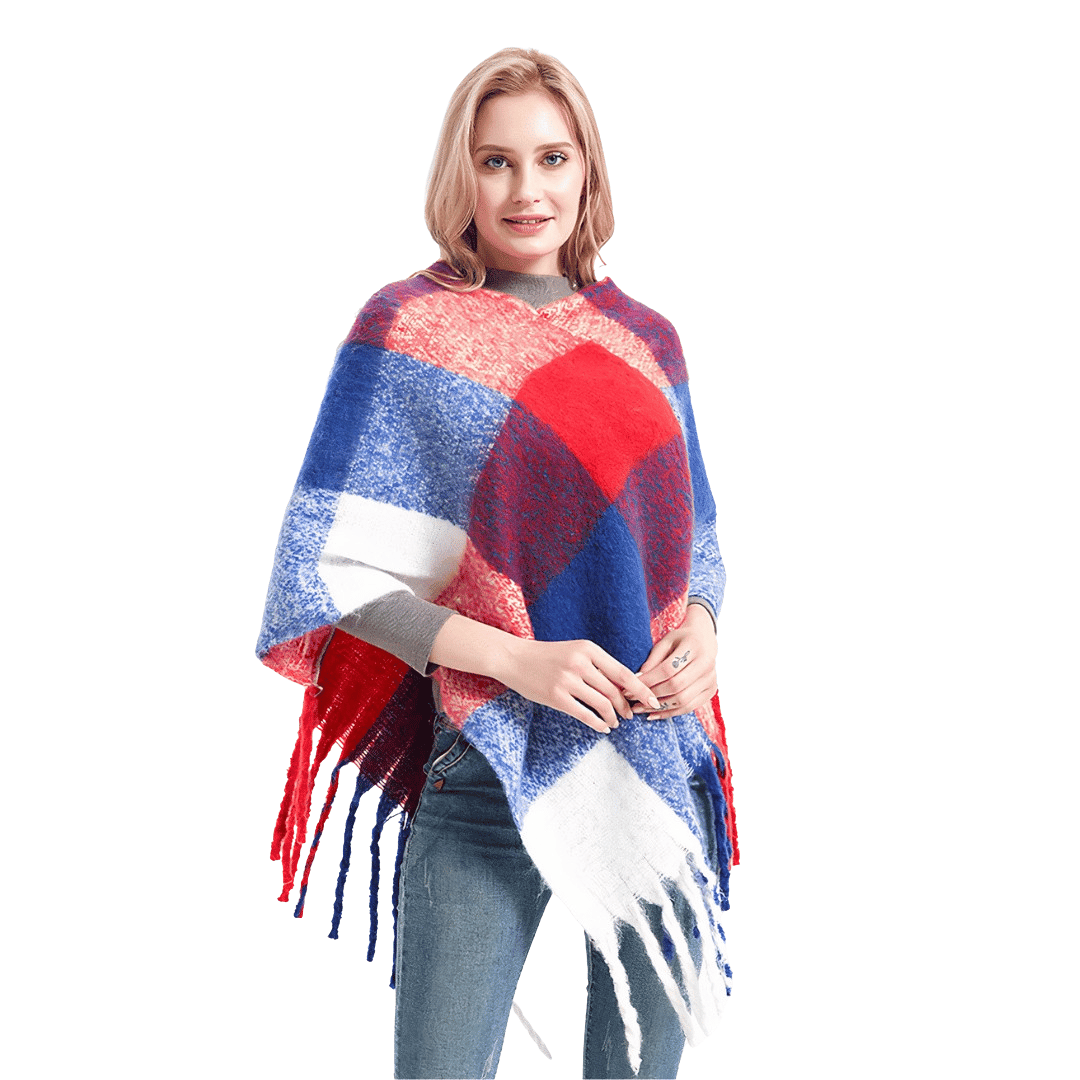 poncho femme a carreaux