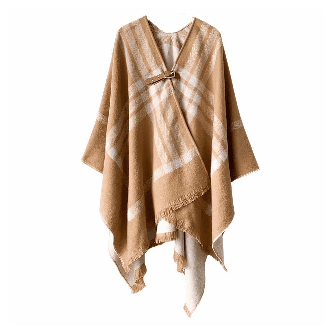 poncho femme beige fermeture boucle