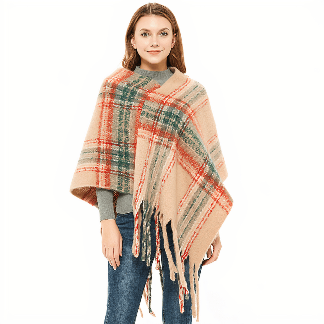 poncho femme beige