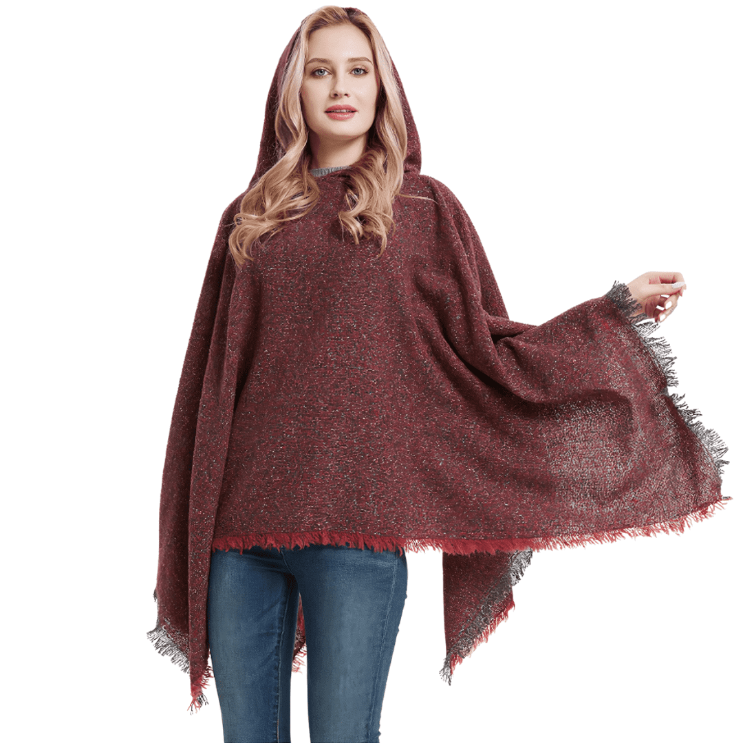 poncho femme bordeaux