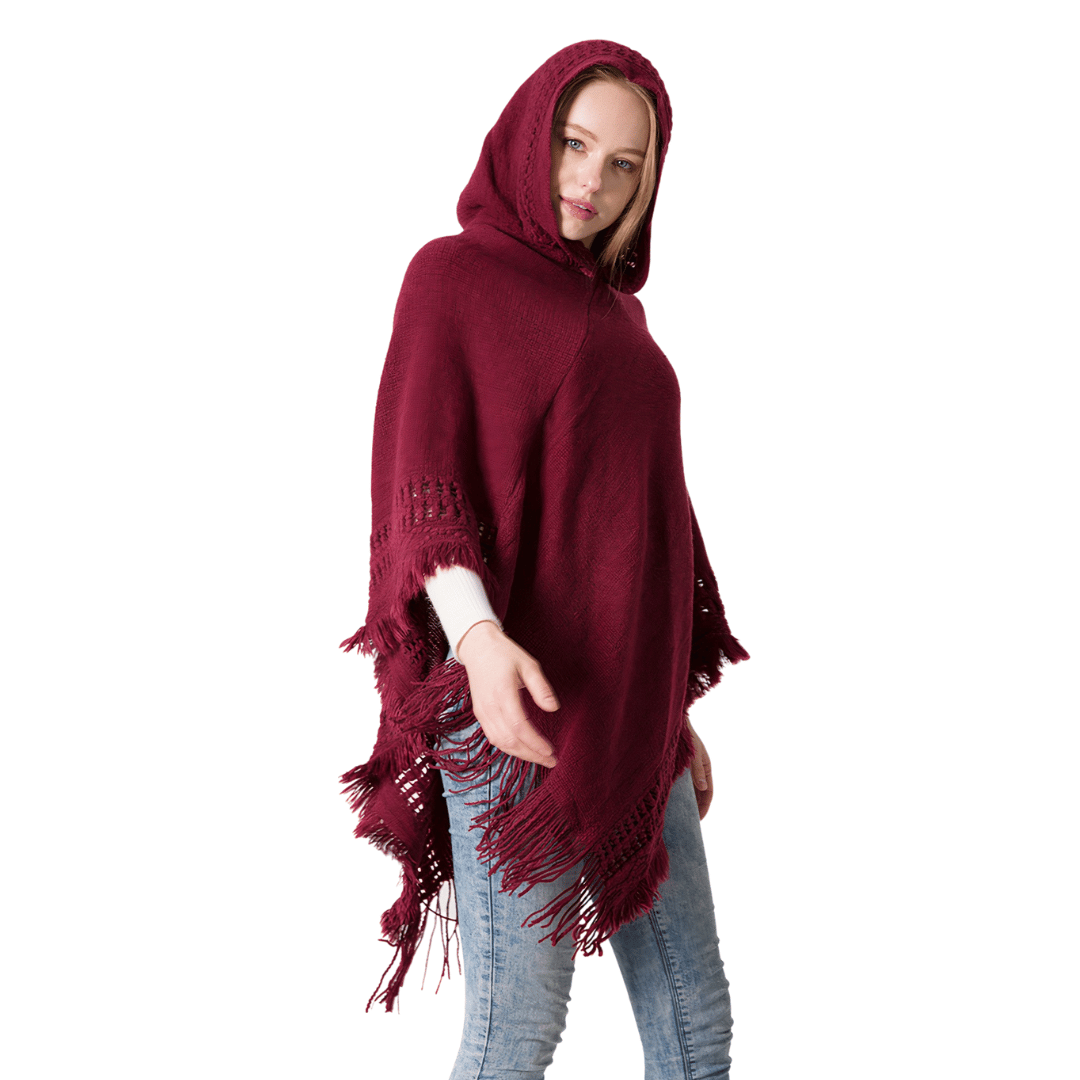 poncho femme bordeaux