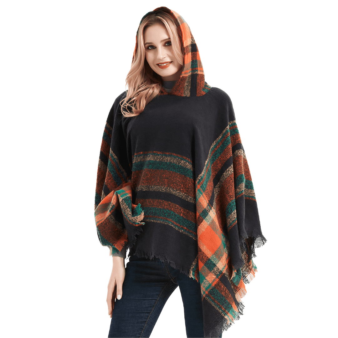 poncho femme capuche