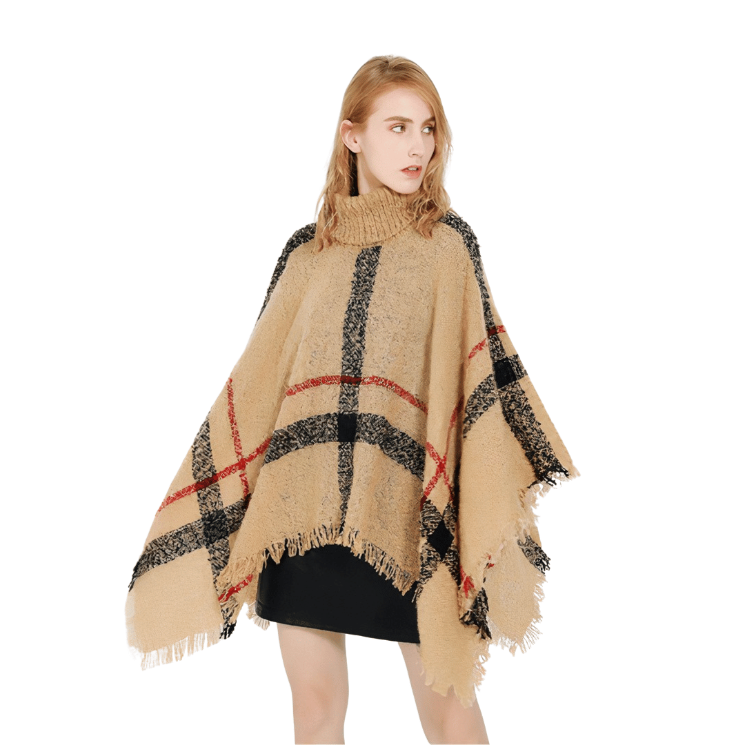 poncho femme col roulé