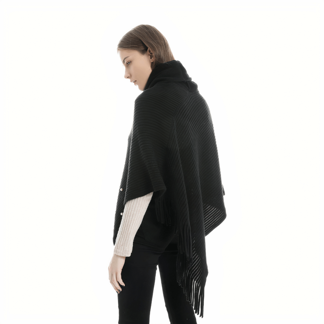 poncho femme court cole montant