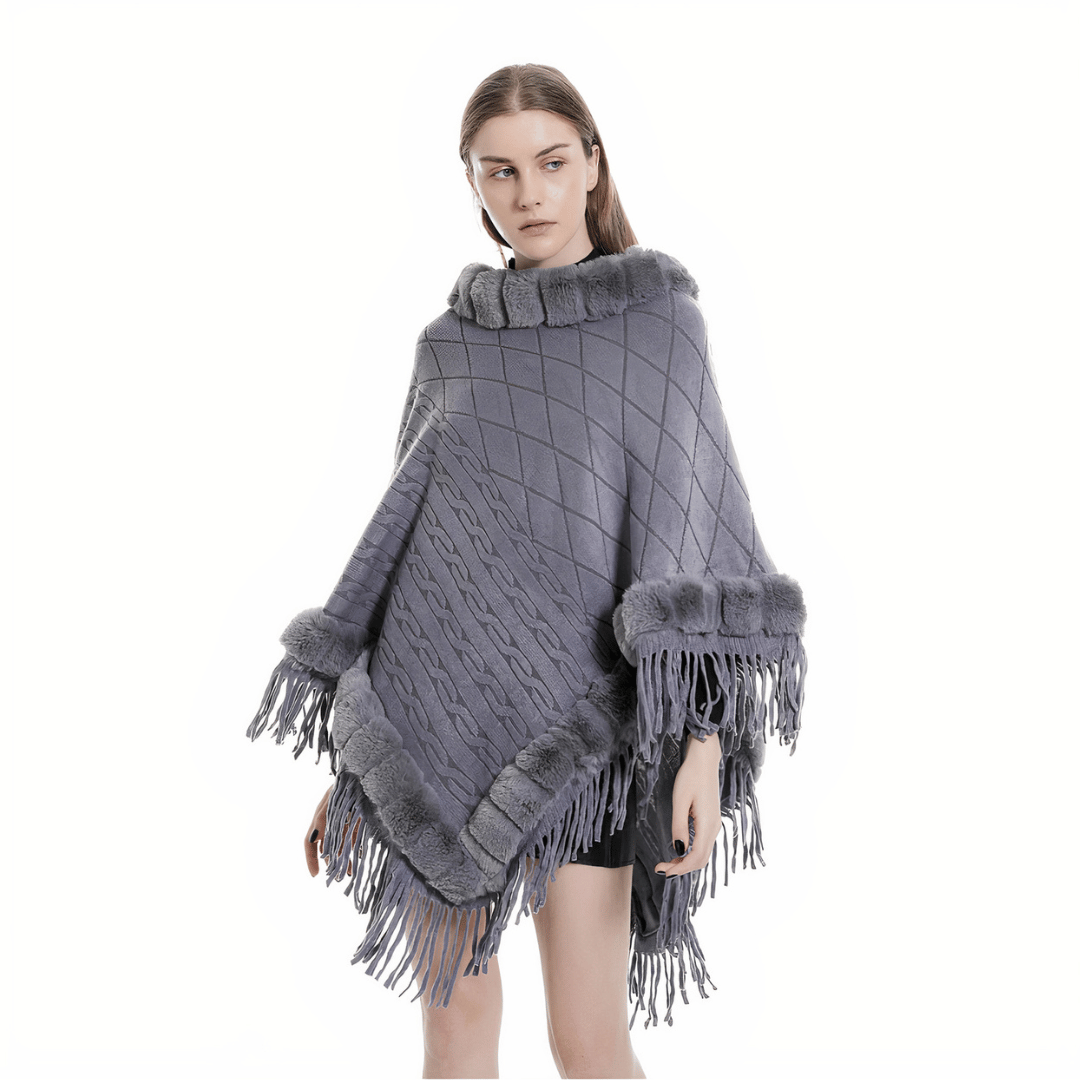 poncho femme en fausse fourrure