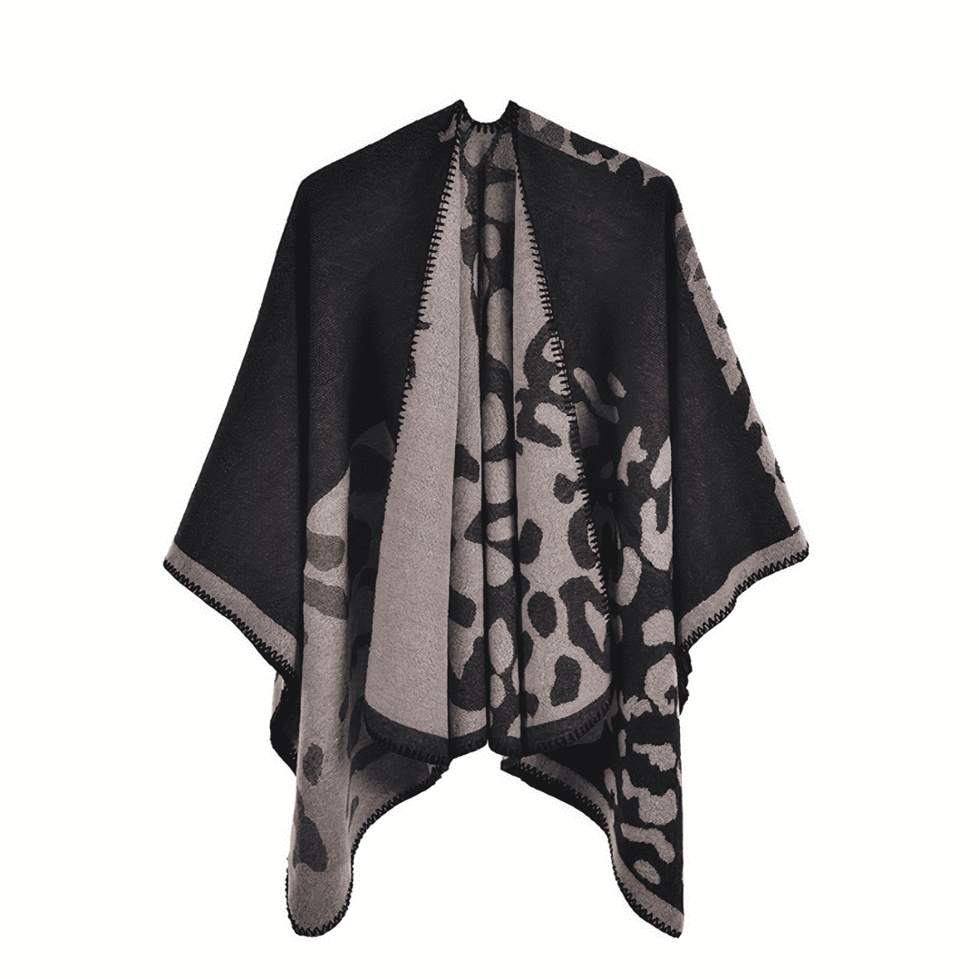 poncho femme en laine ouvert devant