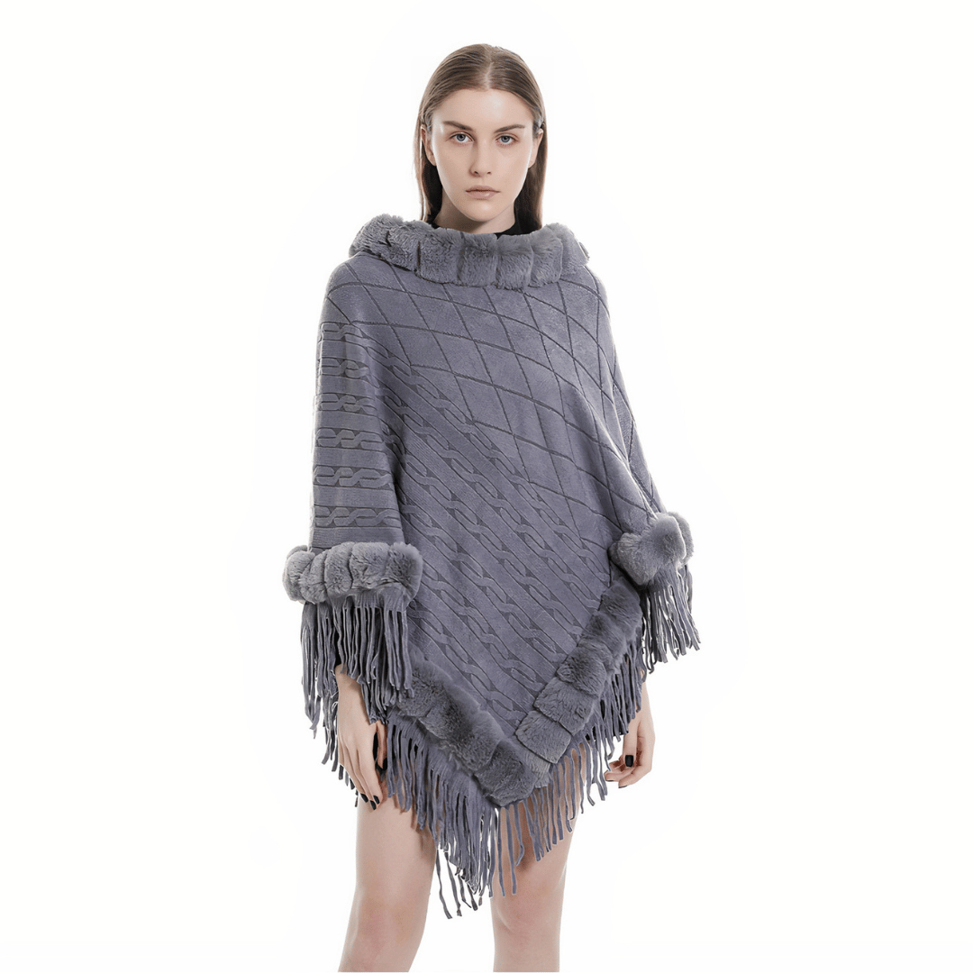 poncho femme fausse fourrure