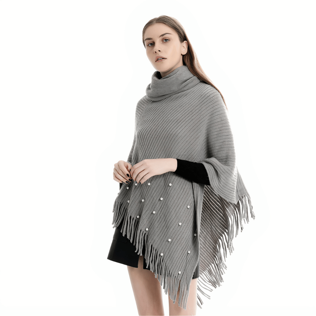 poncho femme gris clair