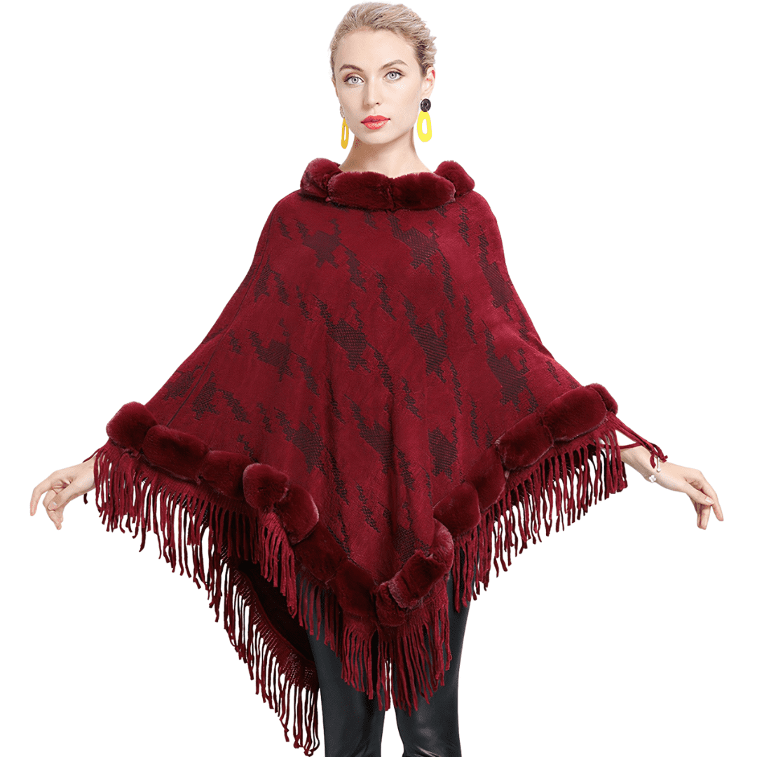 poncho femme hiver fourrure