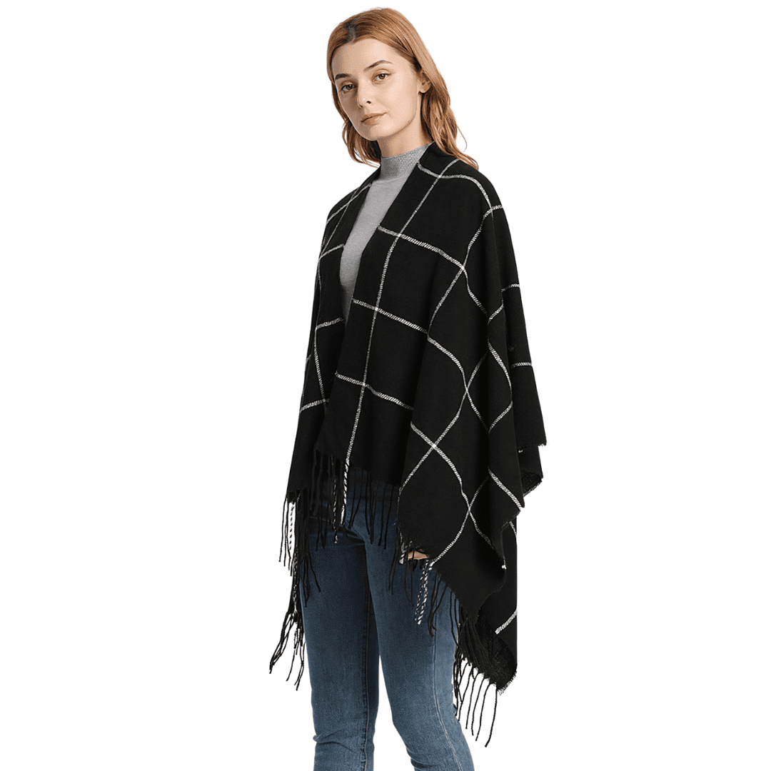 poncho femme hiver noir