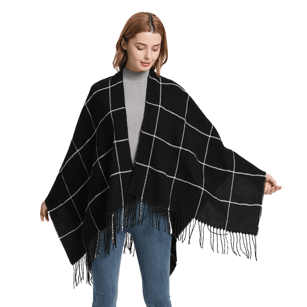 poncho femme noir chic