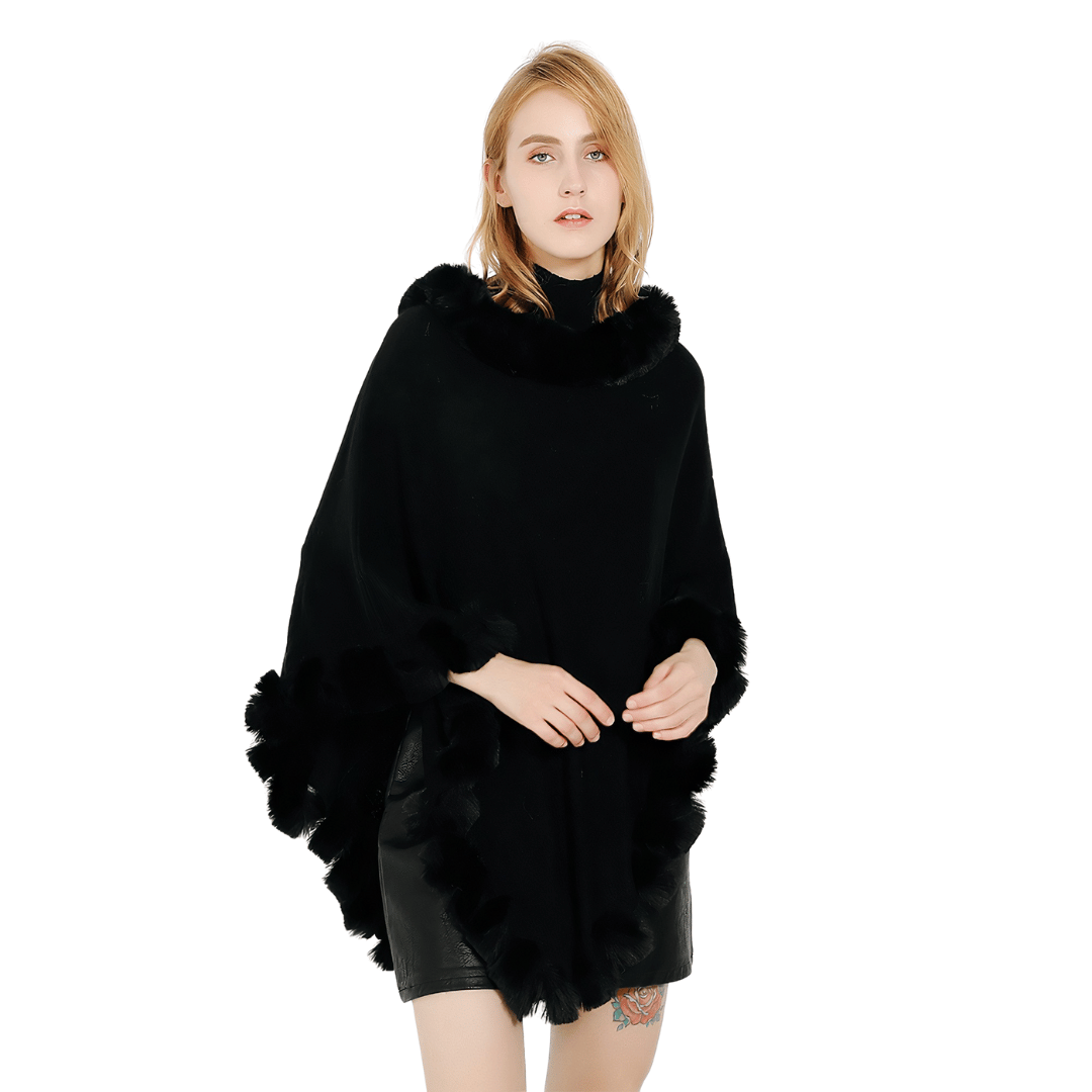 poncho femme noir