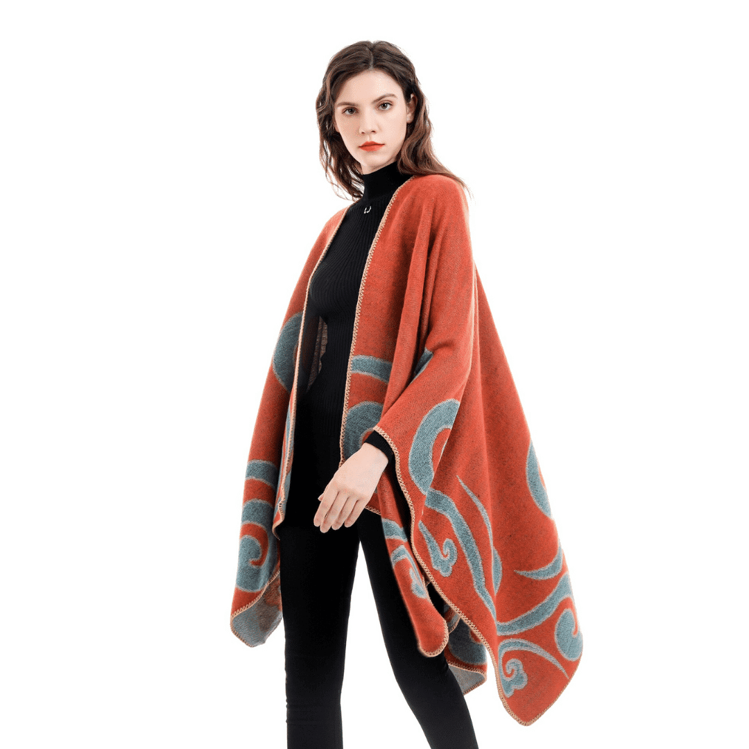 poncho femme orange