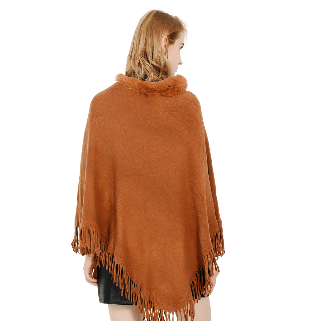 poncho femme pompon