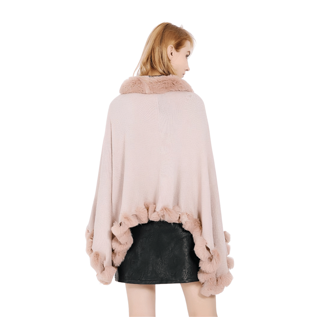 poncho femme rose poudré