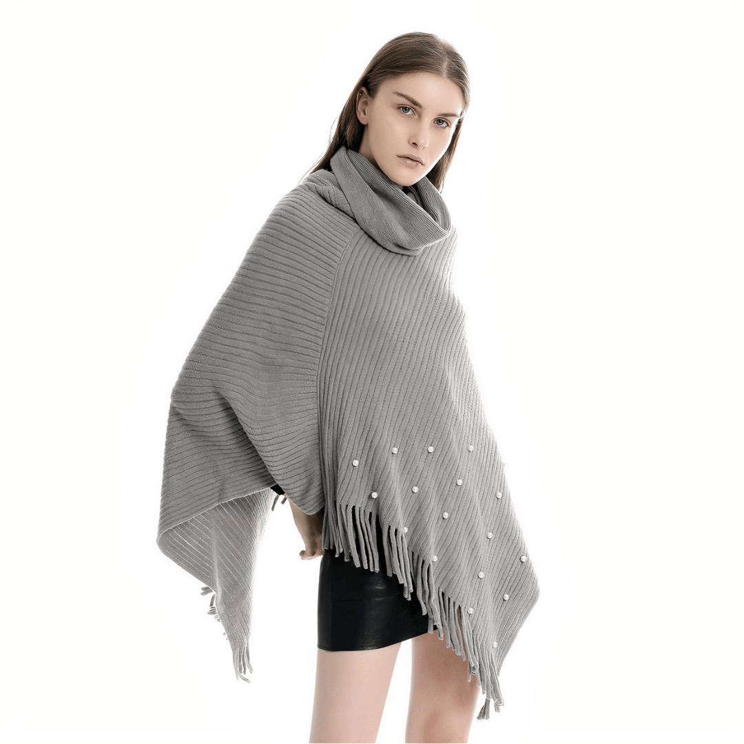 poncho gris femme