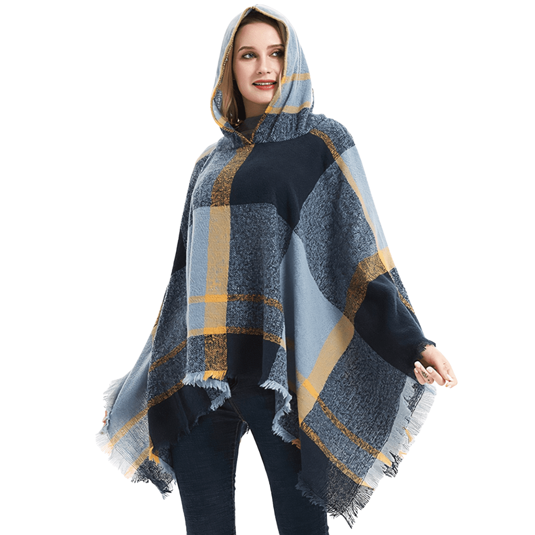 poncho laine capuche femme