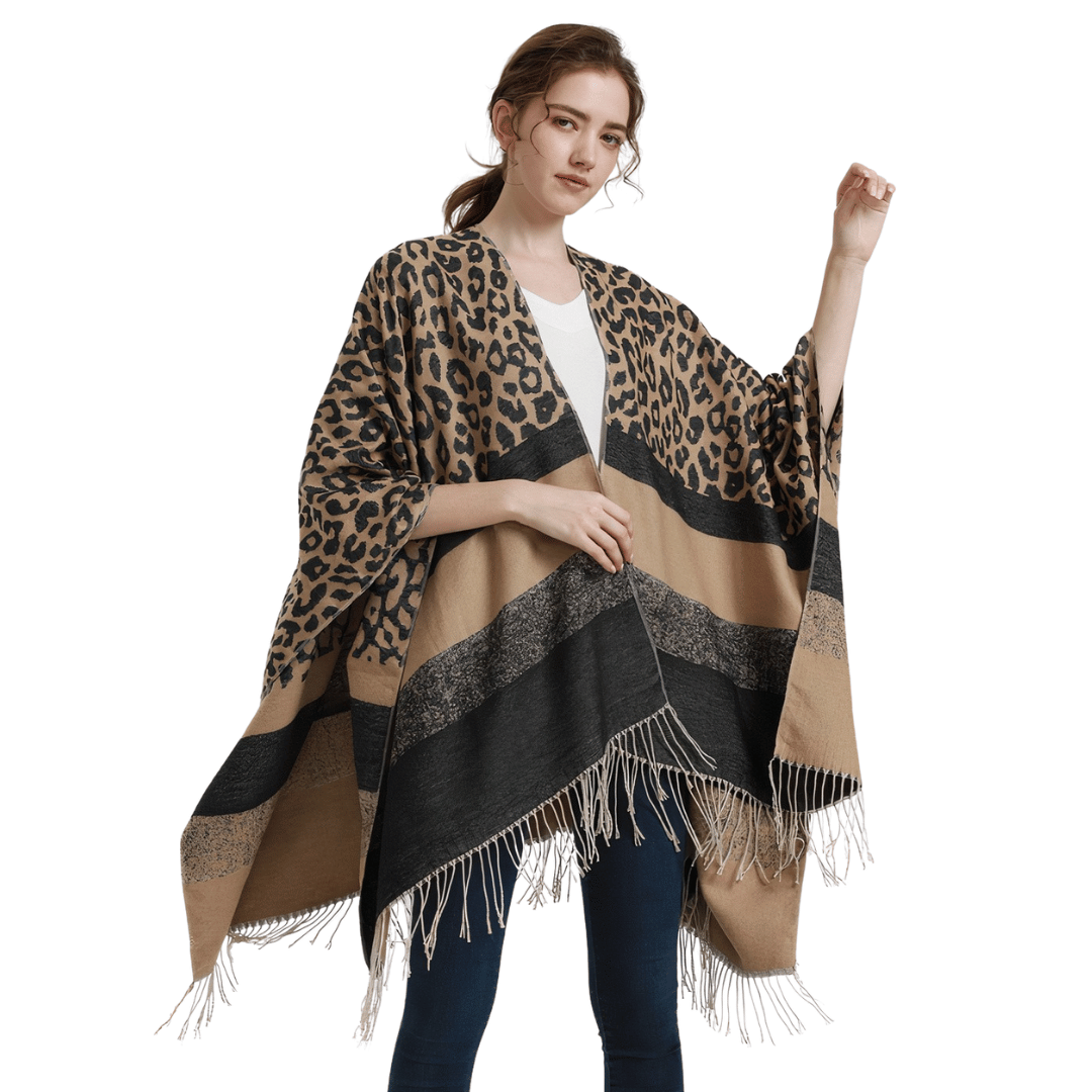 poncho leopard femme