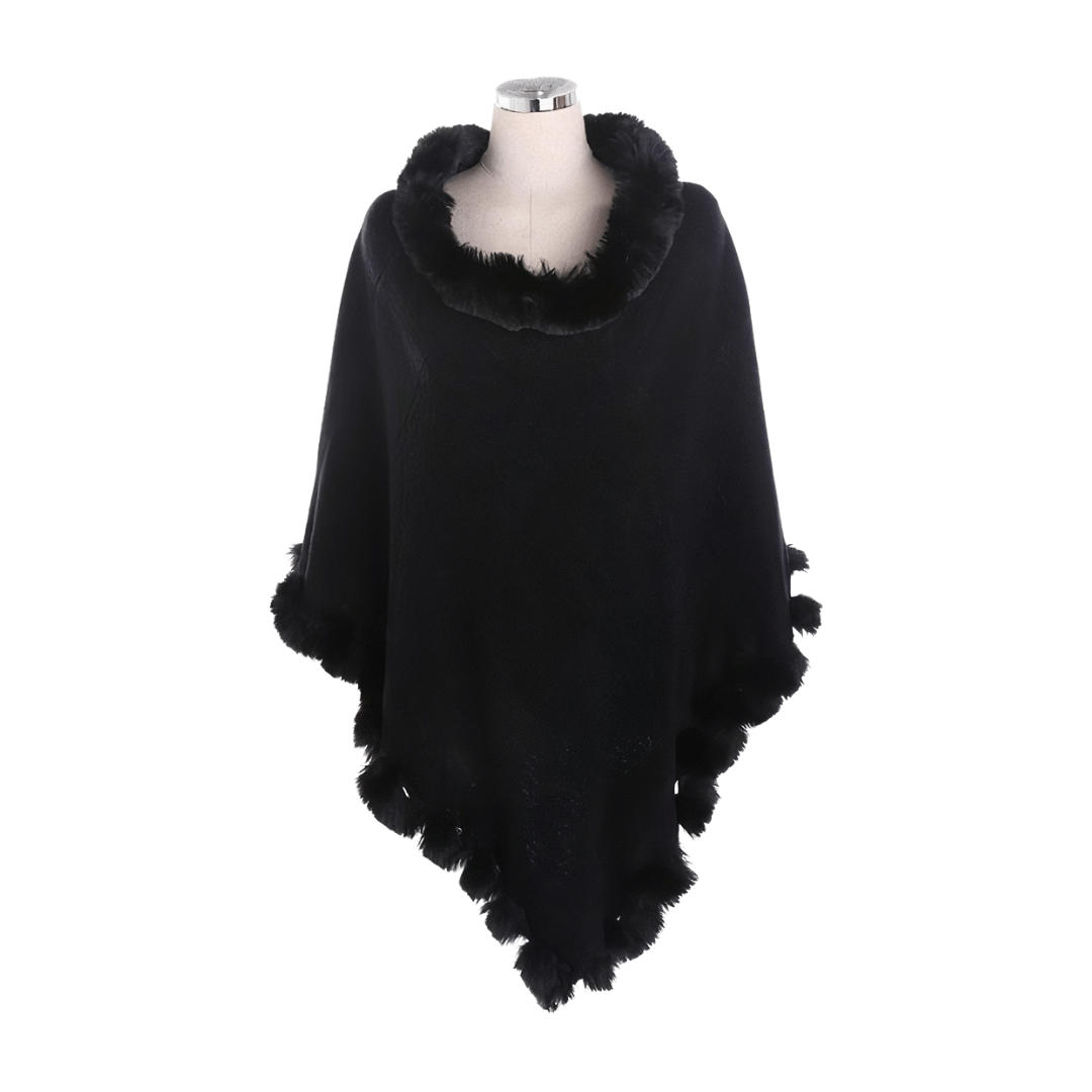 poncho noir femme pas cher