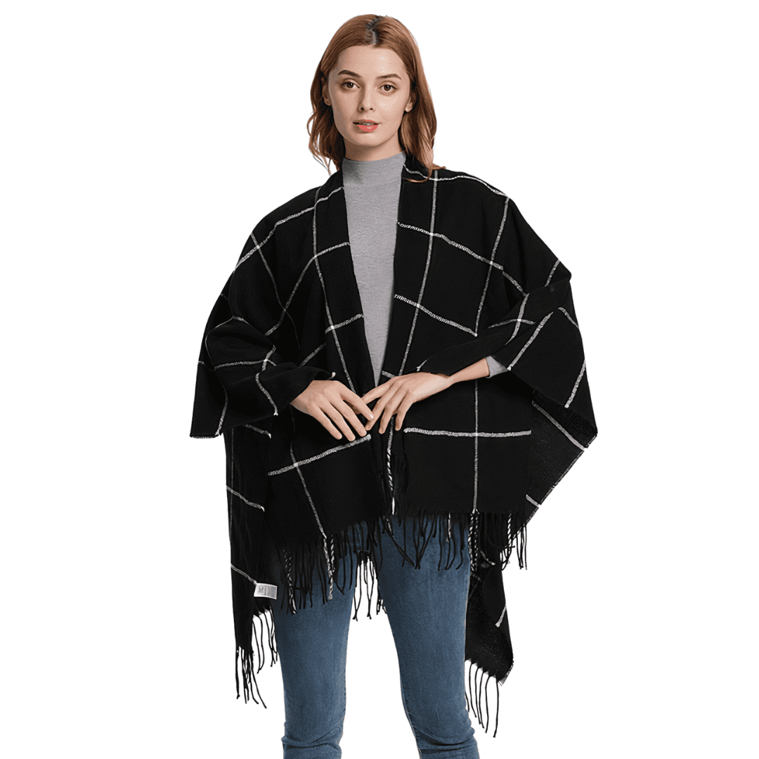 poncho noir femme