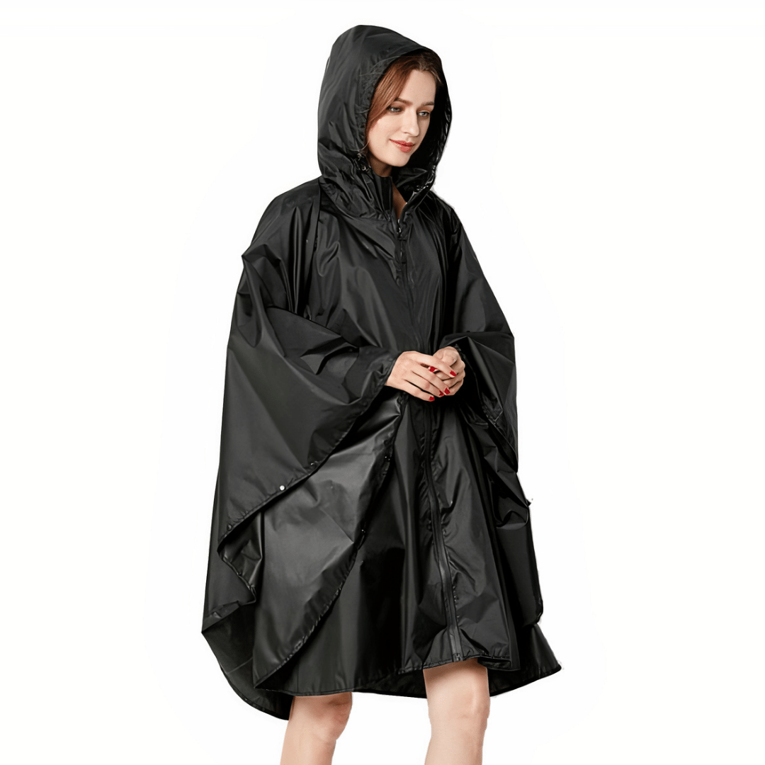 poncho noir pluie