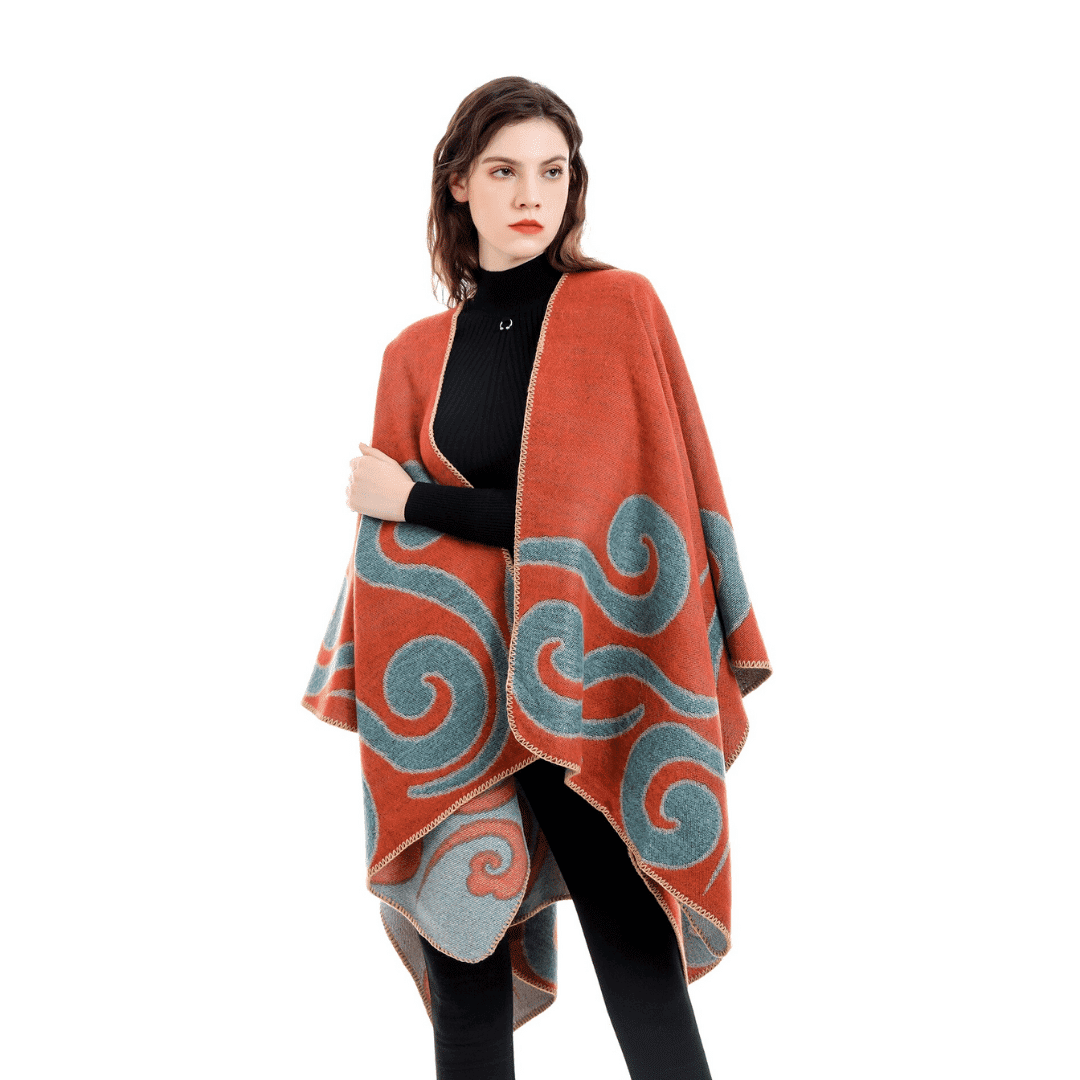 poncho orange femme