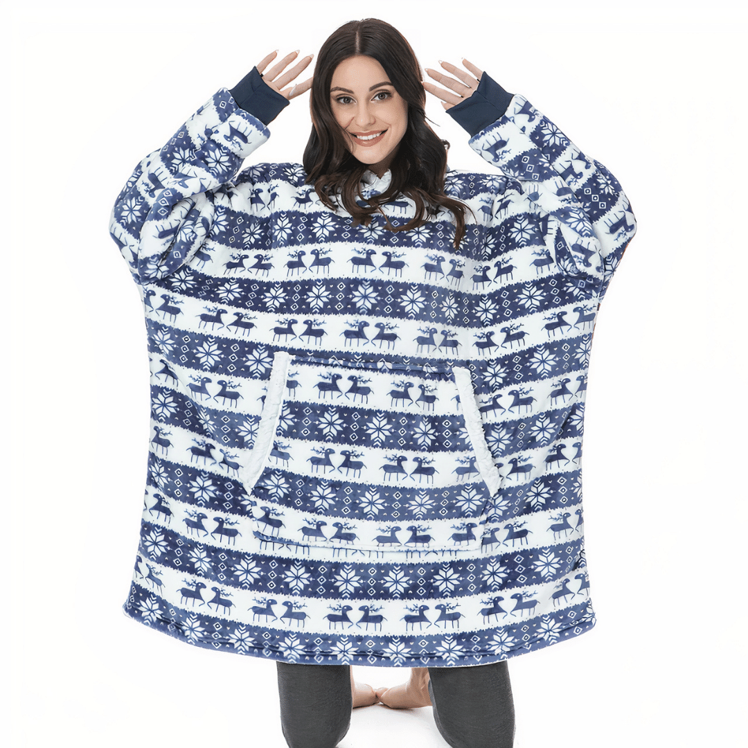 poncho polaire femme nuit bleu