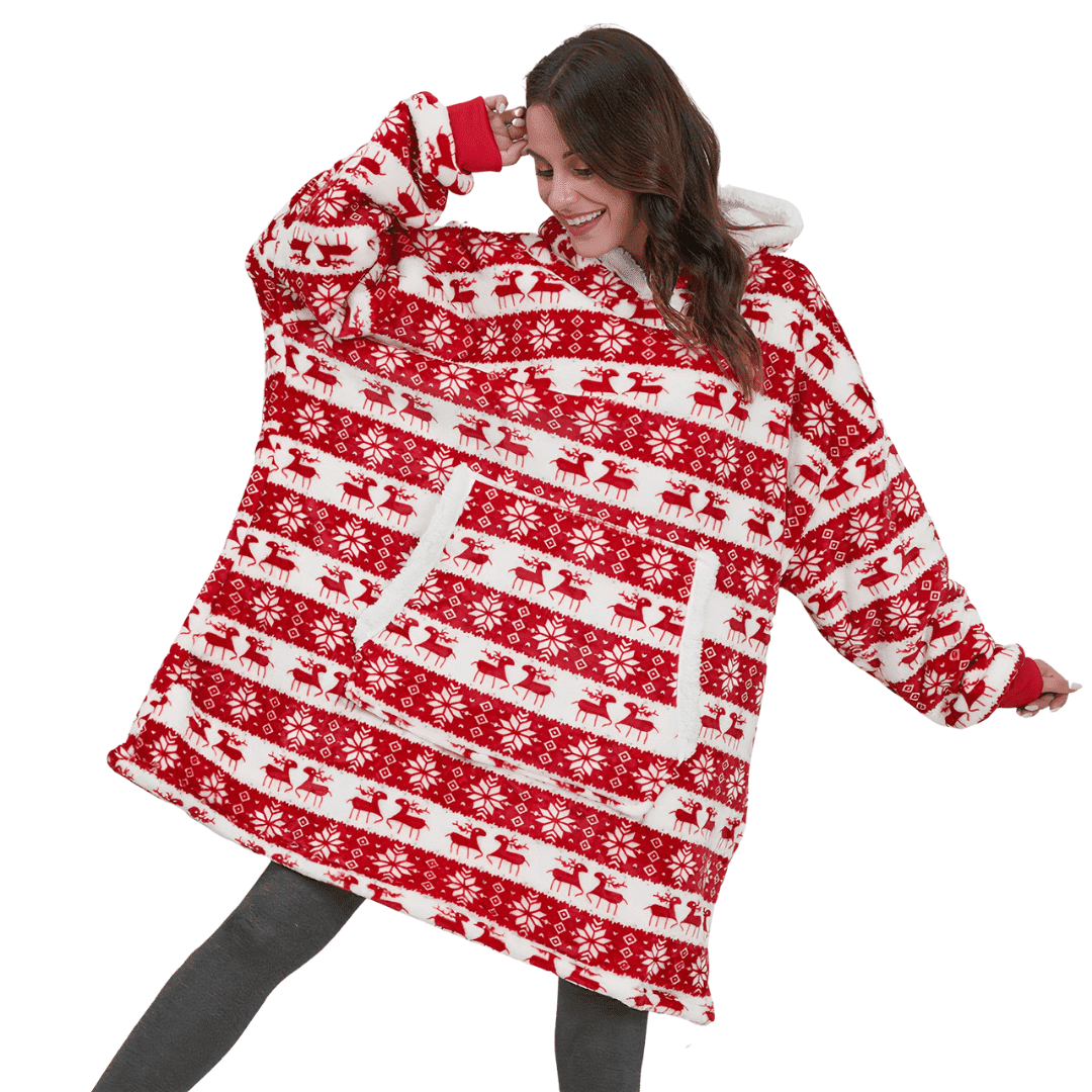 poncho polaire femme nuit rouge