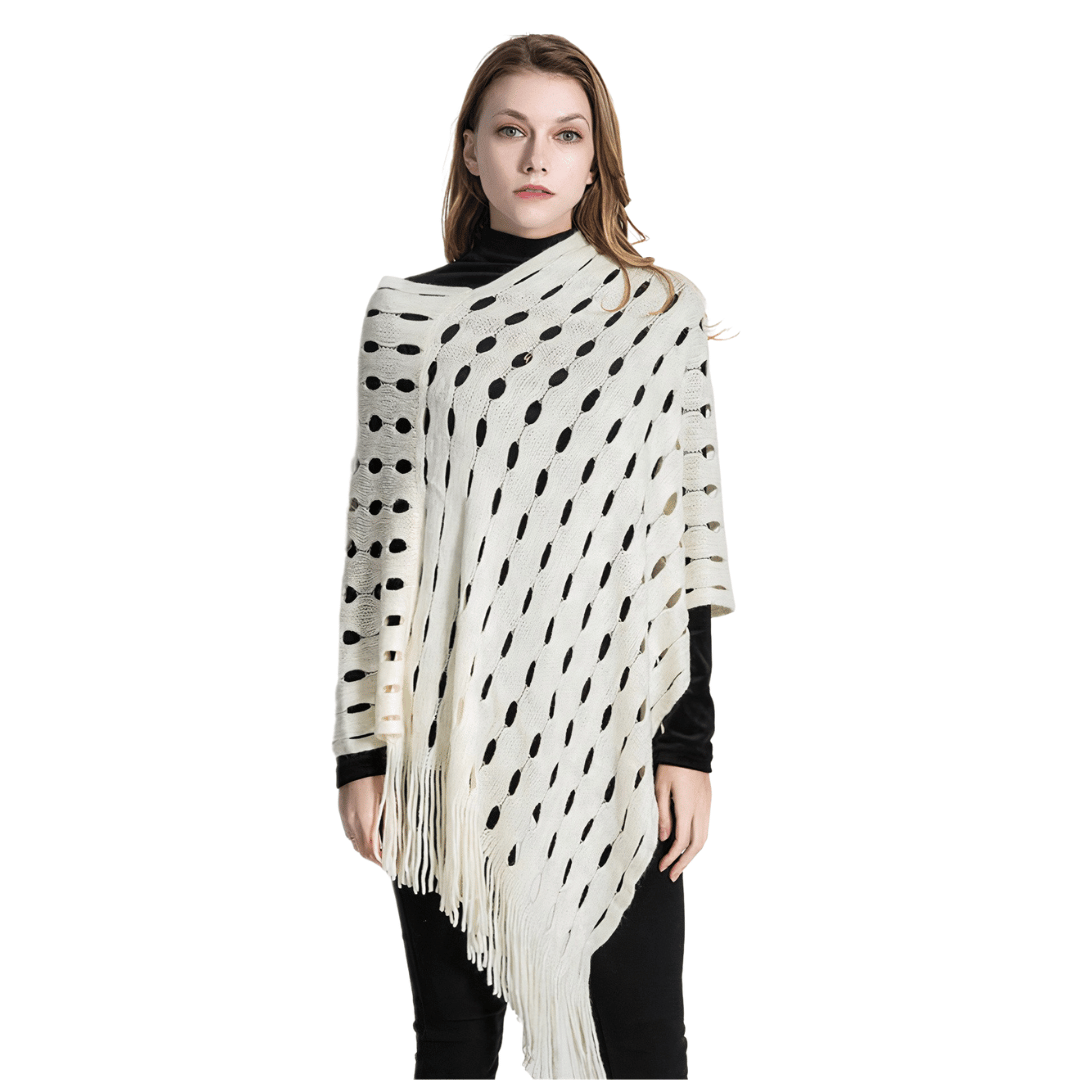 poncho pull blanc femme