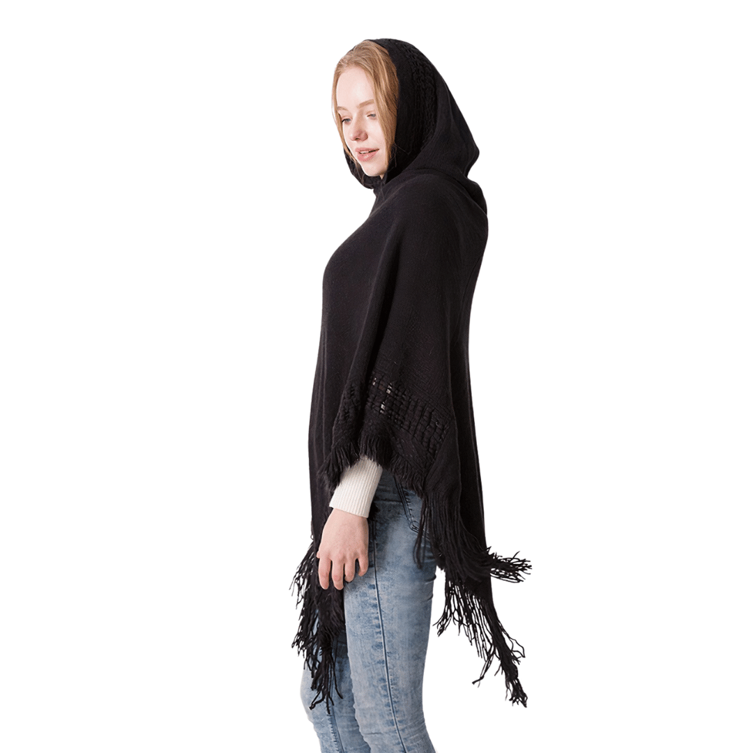 pull ample noir femme style poncho