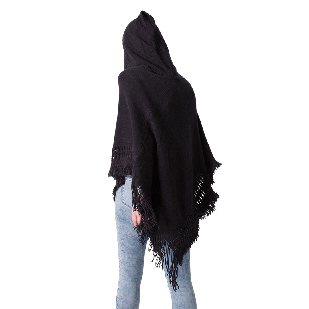 pull poncho femme noir