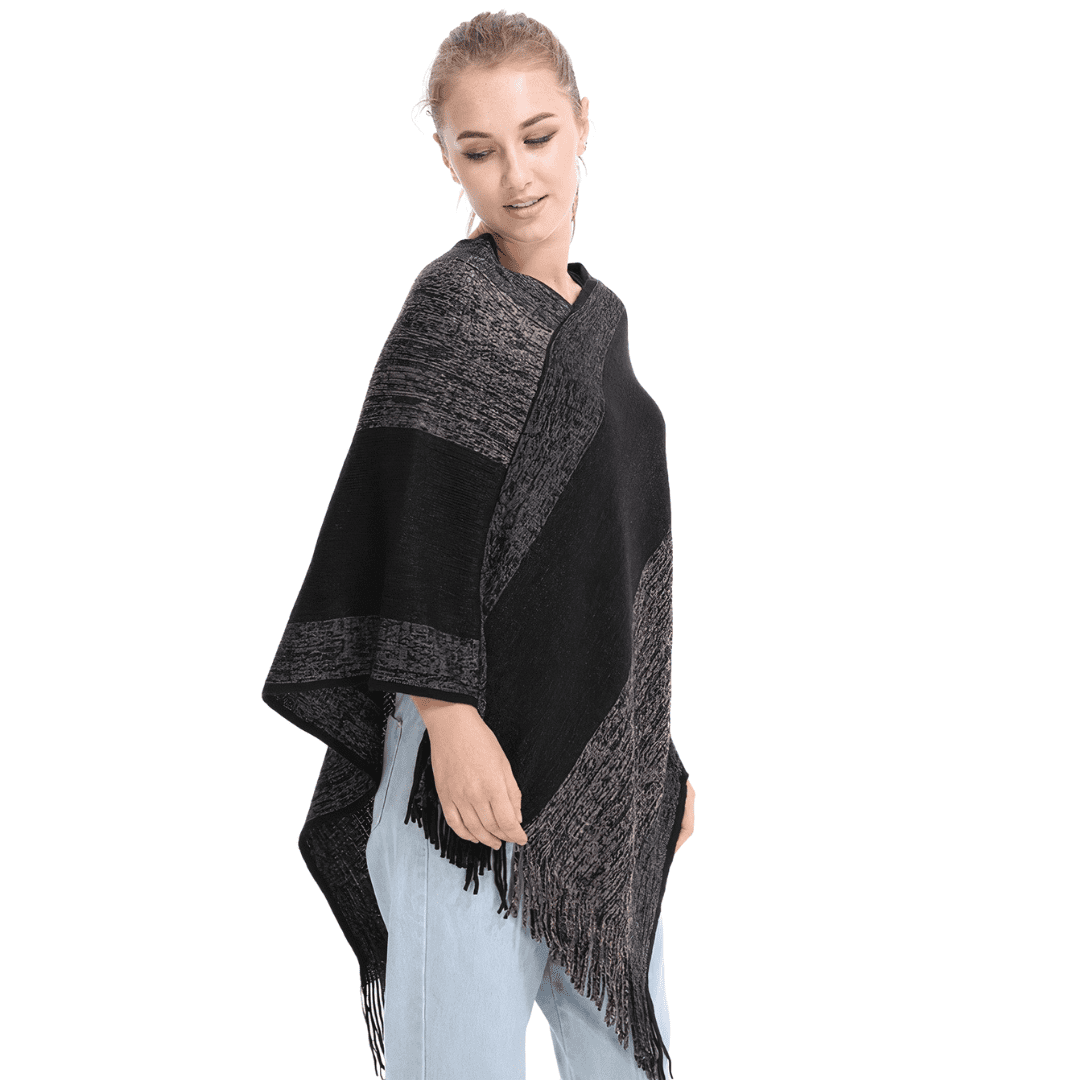 pull poncho noir femme