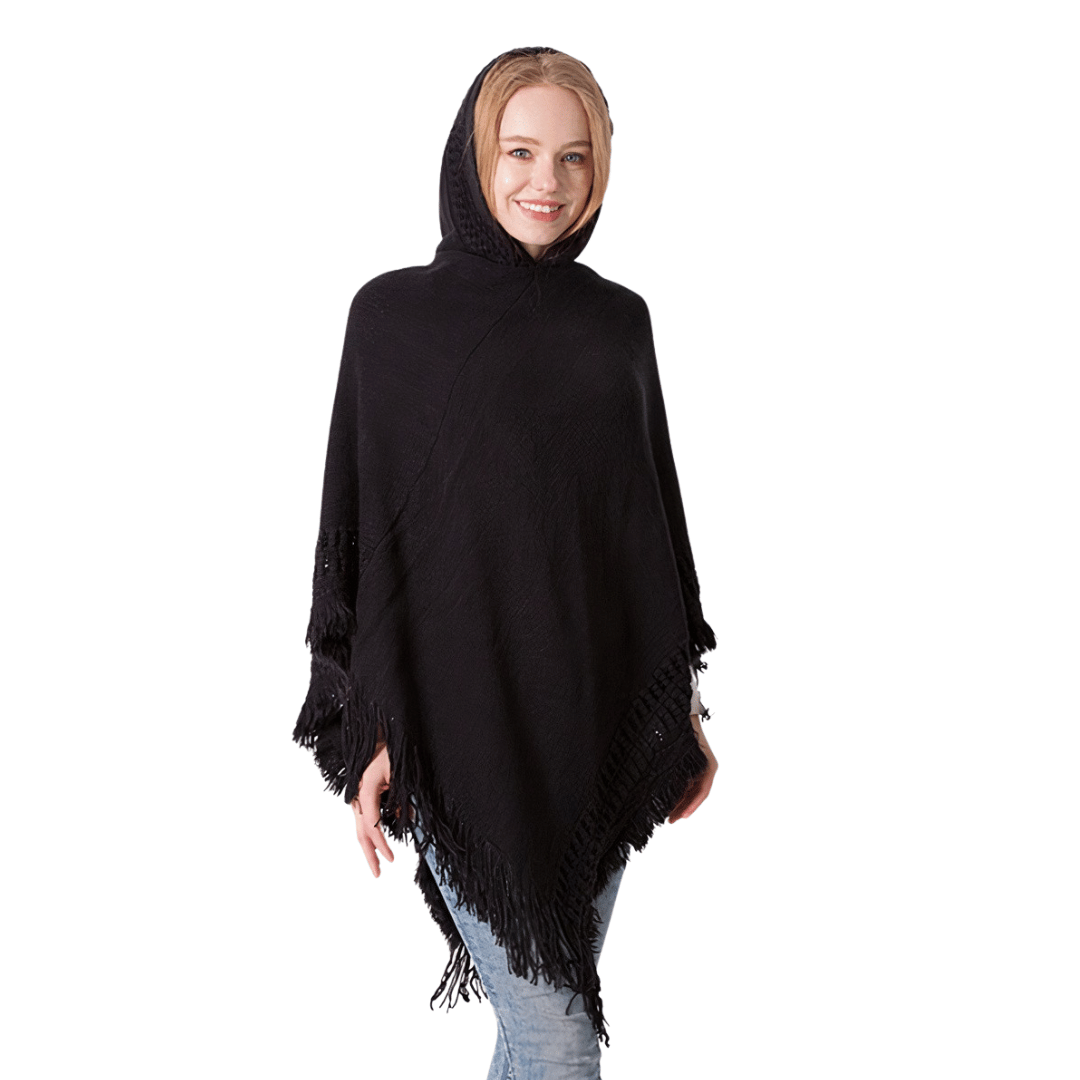 pull poncho noir femme