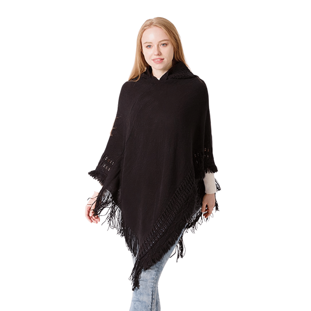 pull poncho noir