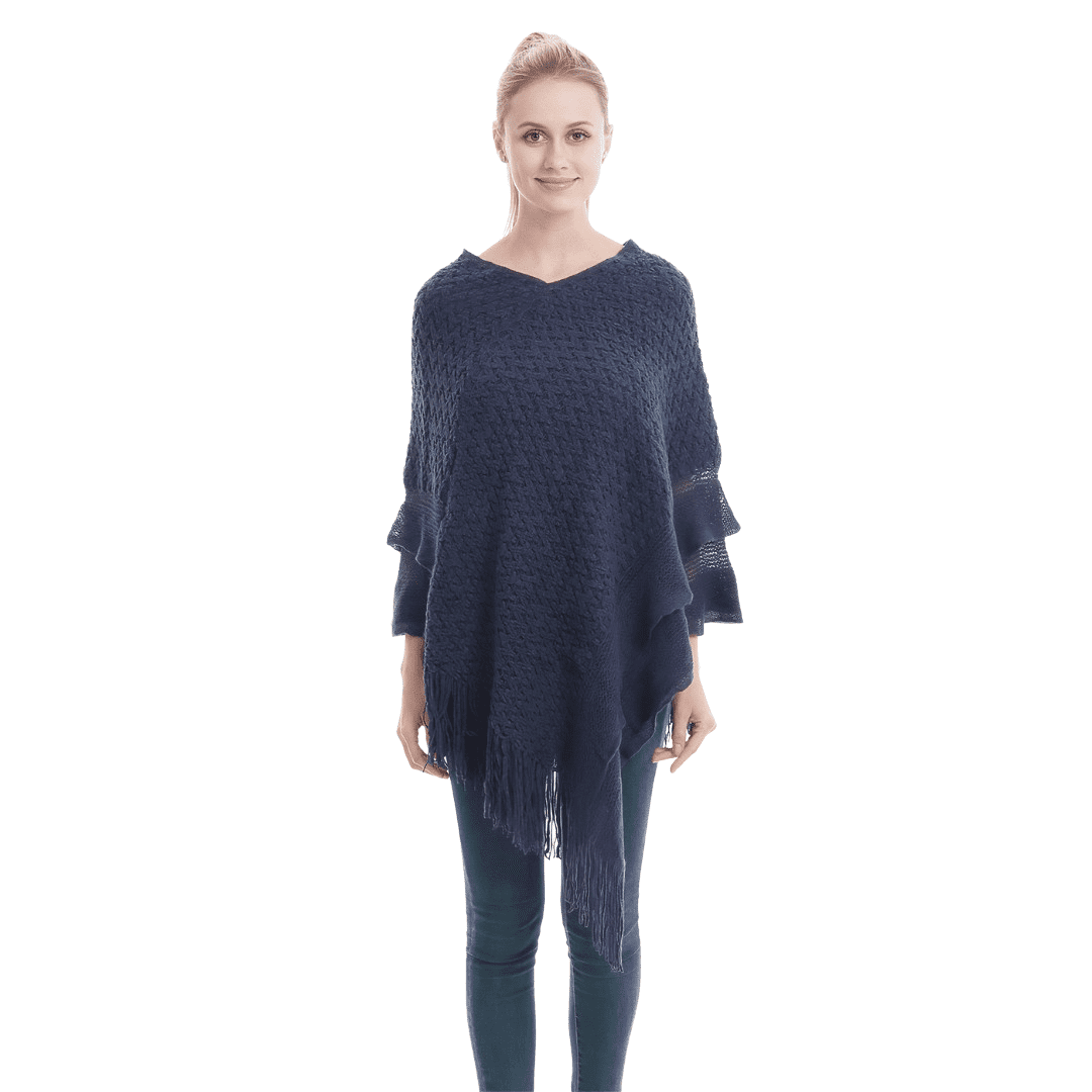 pull style poncho bleu